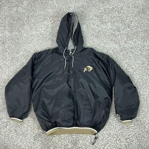 Vintage Colorado Buffaloes Jacket Mens XL Black NCAA Football Starter Hooded